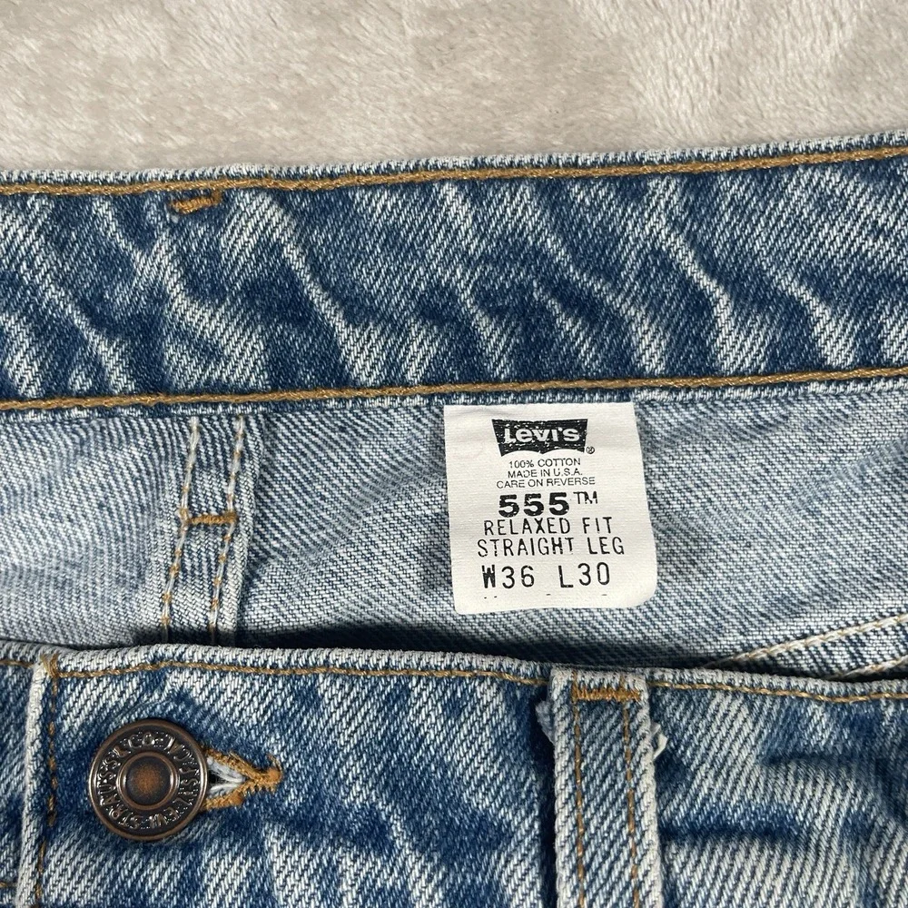 Vintage 1991 Levi's 555 Relaxed Fit Straight‎ Leg Jeans Mens 36x30 FIT (33x28)